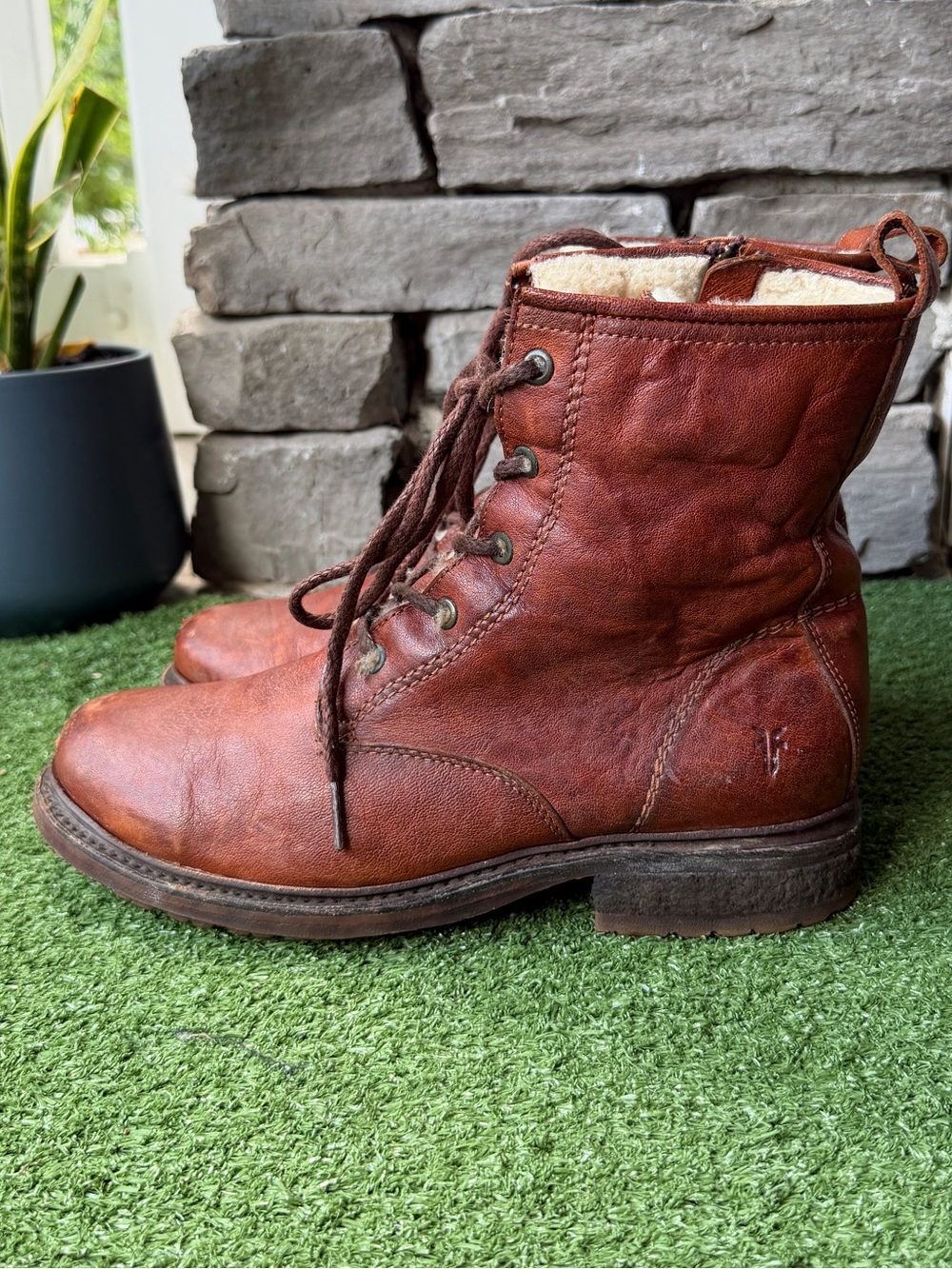 Frye Valerie Shearling Brown Leather Women’s Boots